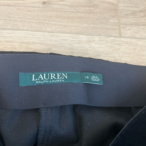 Lauren Ralph Lauren Womens Pants Sz 12 Black Velvet Pull On Side Zip Stretch - Picture 3 of 10